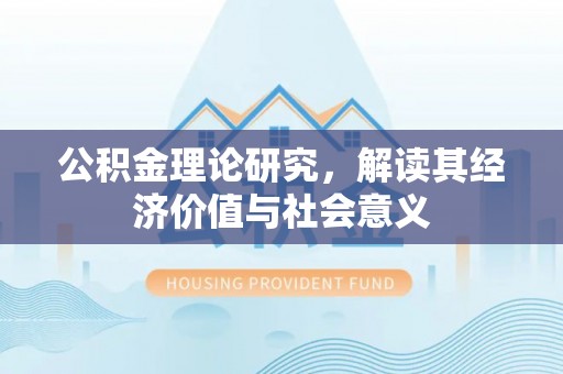 安南公积金理论研究，解读其经济价值与社会意义